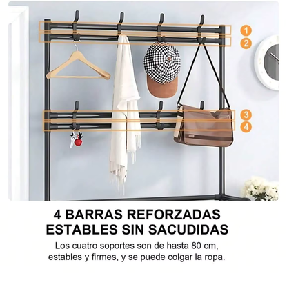 Organizador Multifuncional 3 en 1: Perchero, Zapatero y Estante